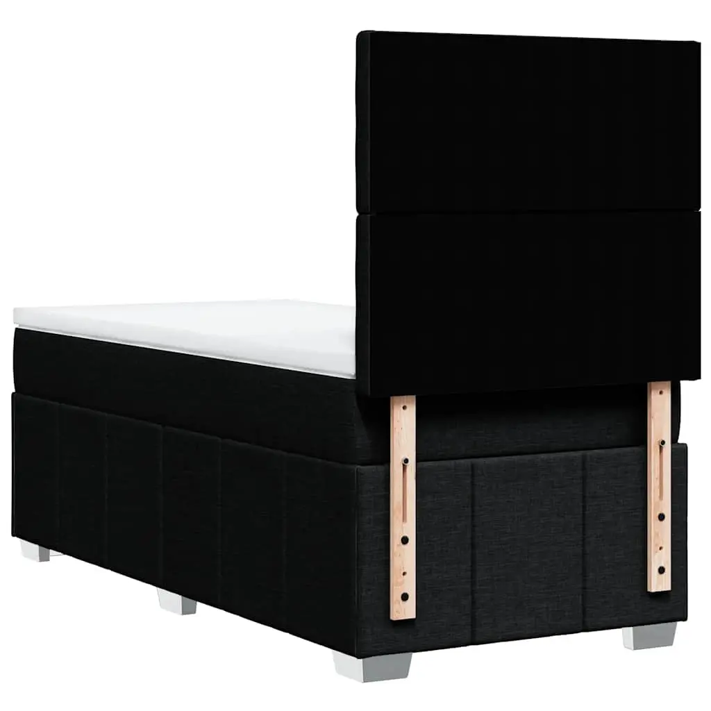 King Single Box Spring Bed Pocket Spring Mattress Height-Adjustable Headboard Black