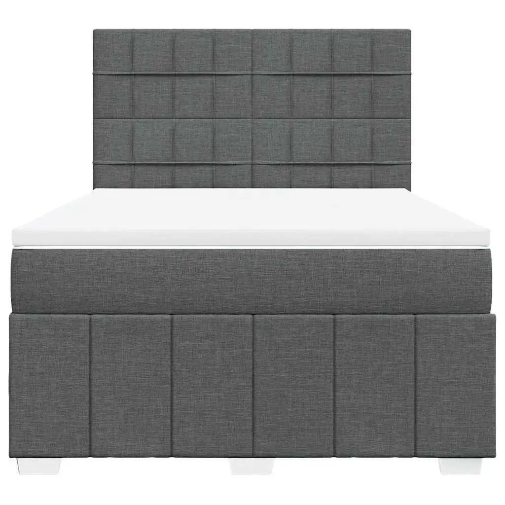 Queen Bed Grey Fabric Adjustable Headboard Pocket Sprung Mattress Slatted Base