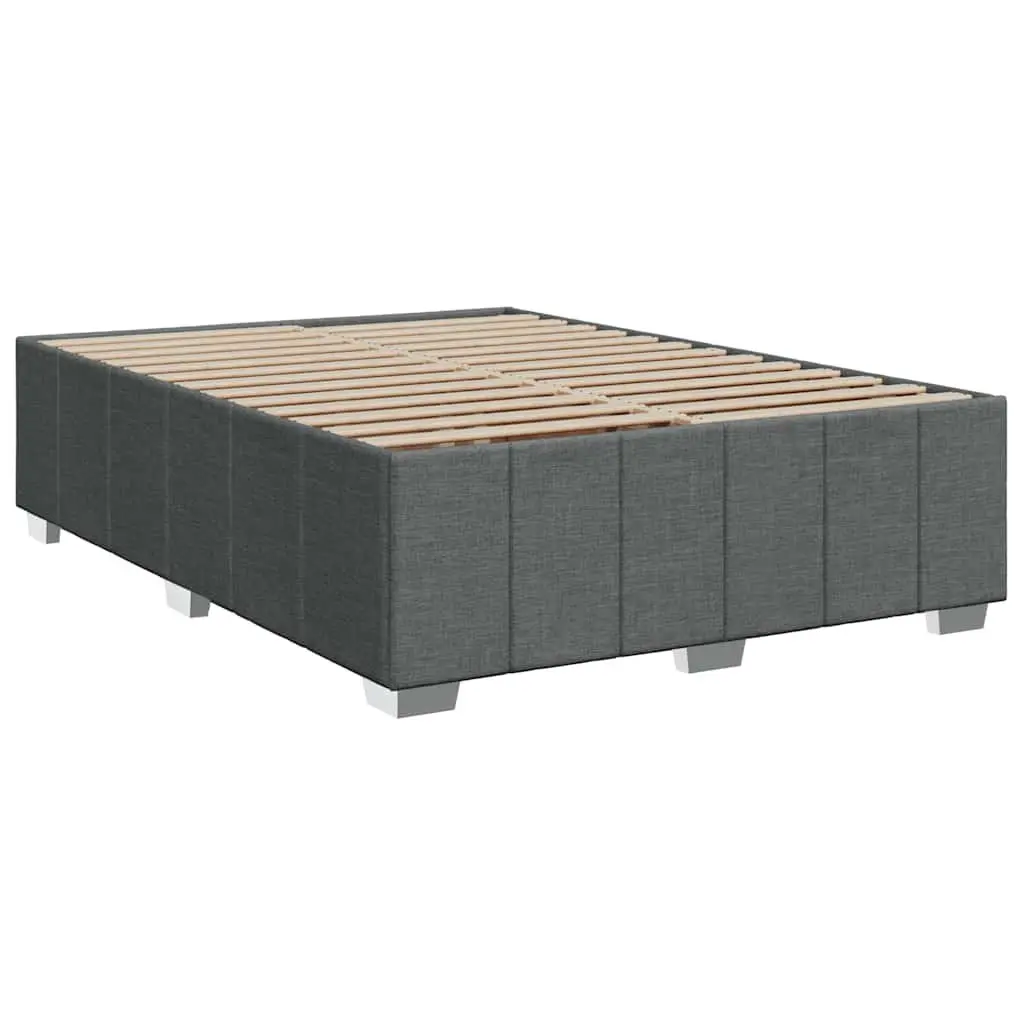 Queen Bed Grey Fabric Adjustable Headboard Pocket Sprung Mattress Slatted Base