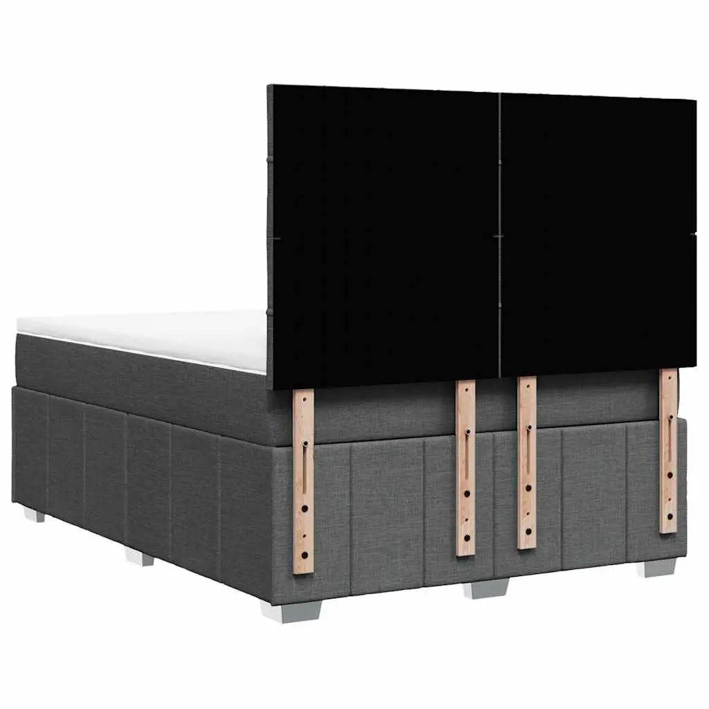 Queen Bed Grey Fabric Adjustable Headboard Pocket Sprung Mattress Slatted Base