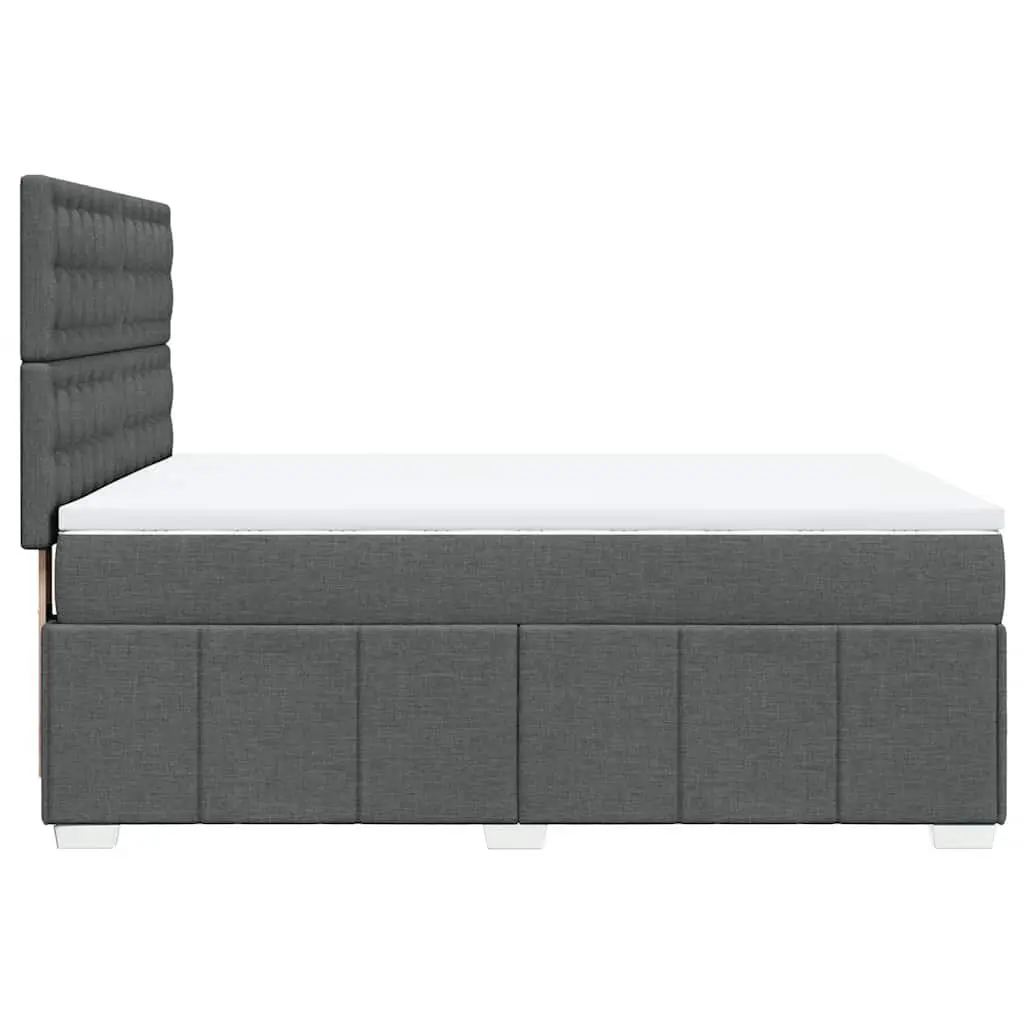 Queen Box Spring Bed Pocket Sprung Mattress Grey Fabric Adjustable