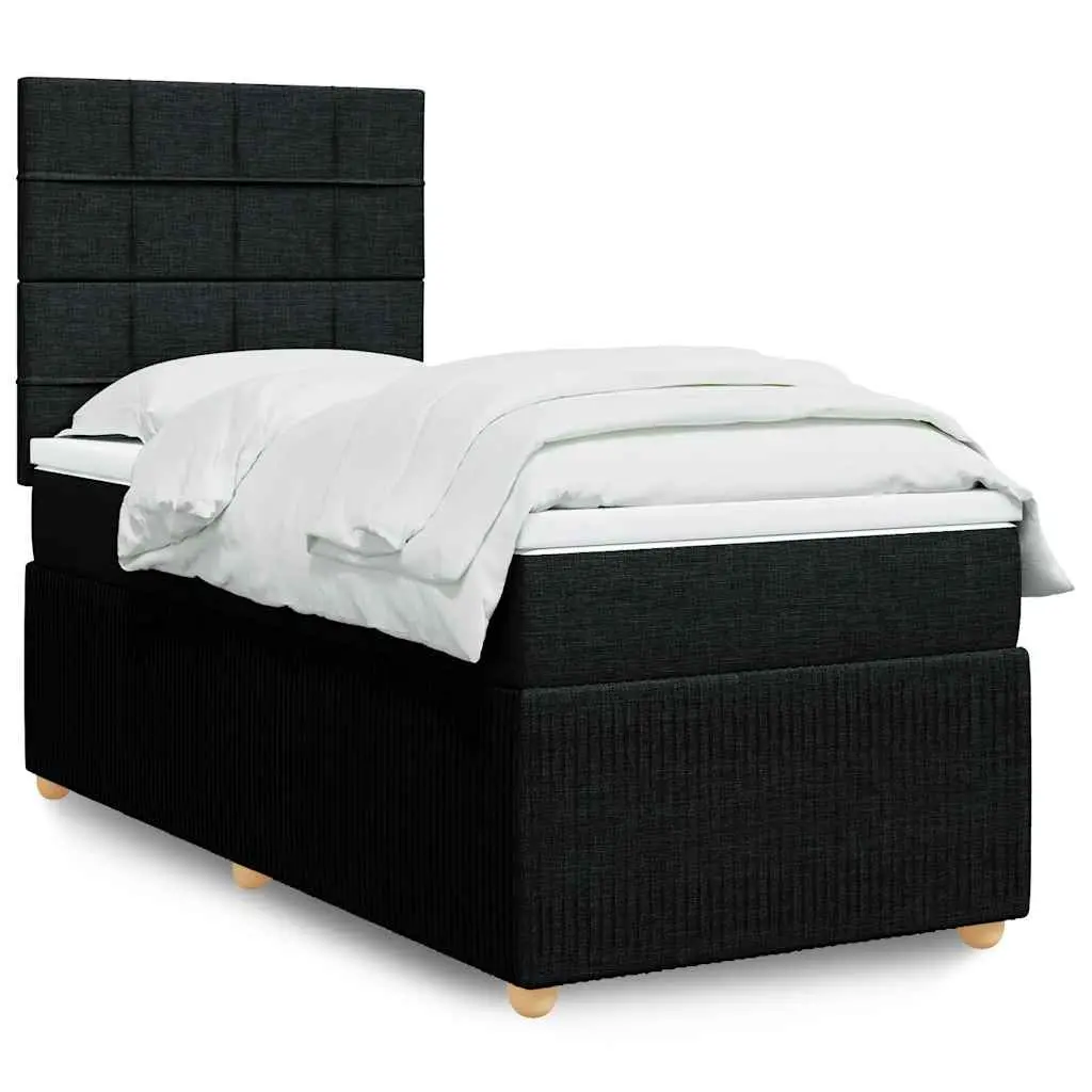 King Single Box Spring Bed Pocket Spring Mattress Height Adjustable Headboard Black