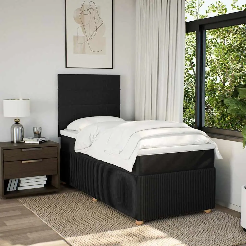 King Single Box Spring Bed Pocket Spring Mattress Height Adjustable Headboard Black