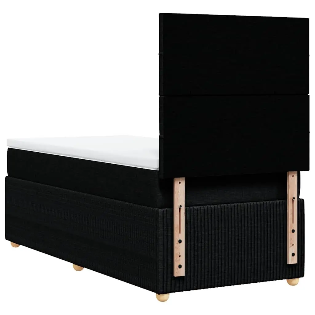 King Single Box Spring Bed Pocket Spring Mattress Height Adjustable Headboard Black