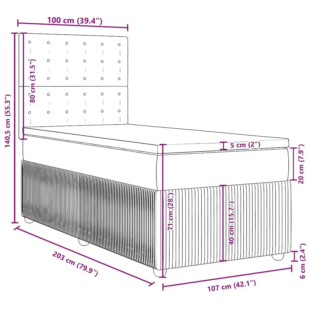 King Single Box Spring Bed with Pocket Mattress Black Fabric Adjustable