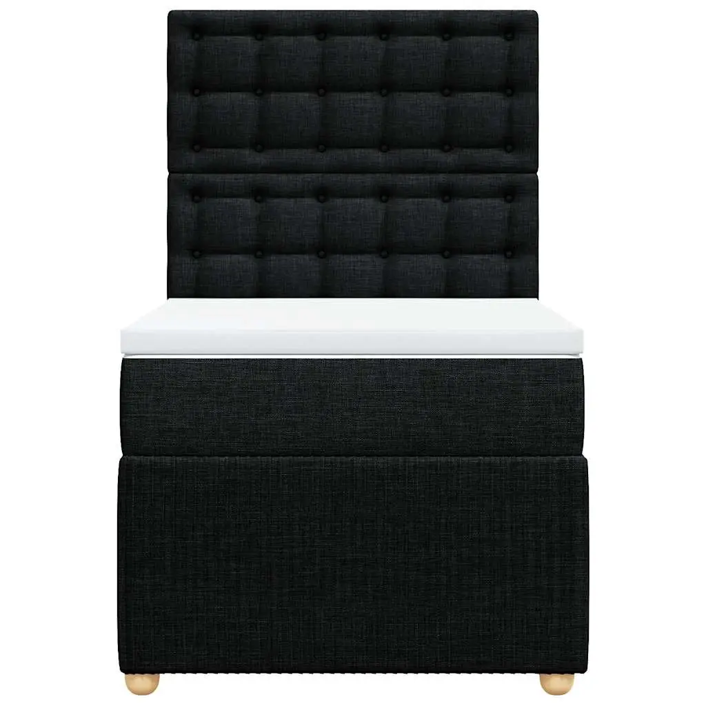 King Single Box Spring Bed with Pocket Mattress Black Fabric Adjustable