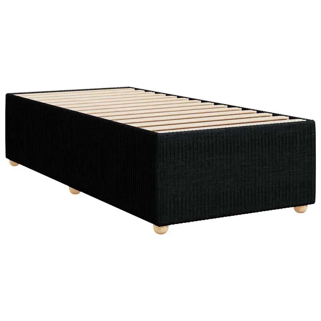 King Single Box Spring Bed with Pocket Mattress Black Fabric Adjustable