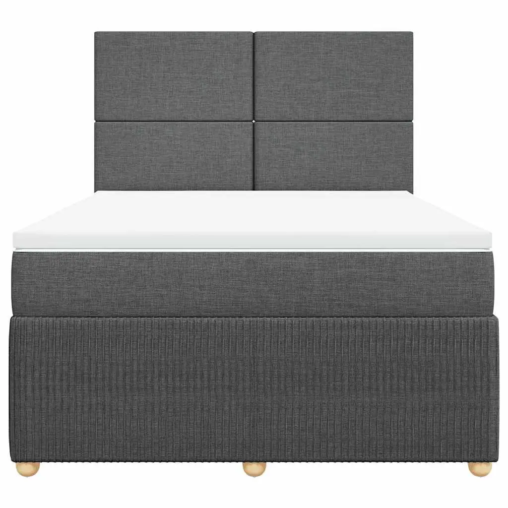 Queen Bed with Adjustable Headboard Grey Fabric Pocket Spring Mattress