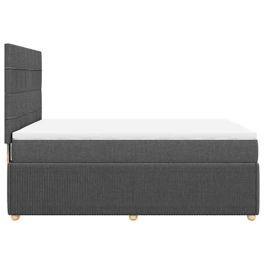 Queen Box Spring Bed with Pocket Mattress Height-Adjustable Headboard Dark Grey