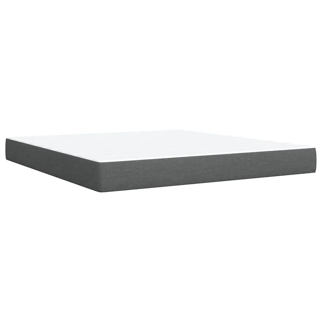 Queen Box Spring Bed with Pocket Mattress Height-Adjustable Headboard Grey