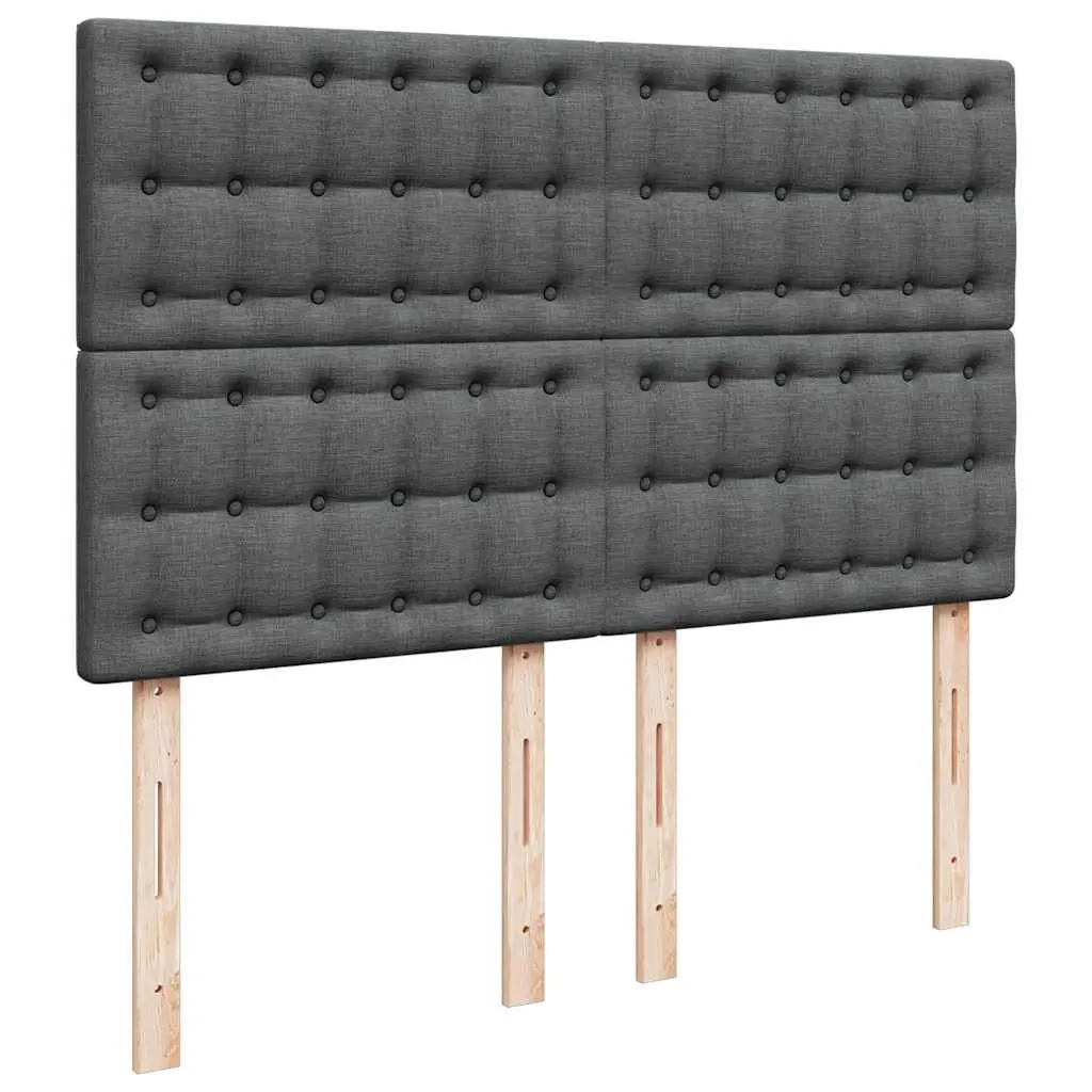 Queen Box Spring Bed with Pocket Spring Mattress Grey Fabric Adjustable
