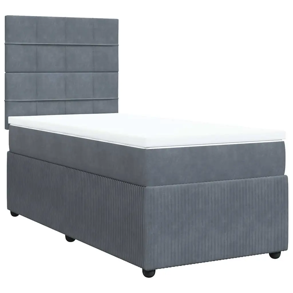 Pocket Spring Mattress Bed Grey Velvet Adjustable Headboard King Single Box Spring