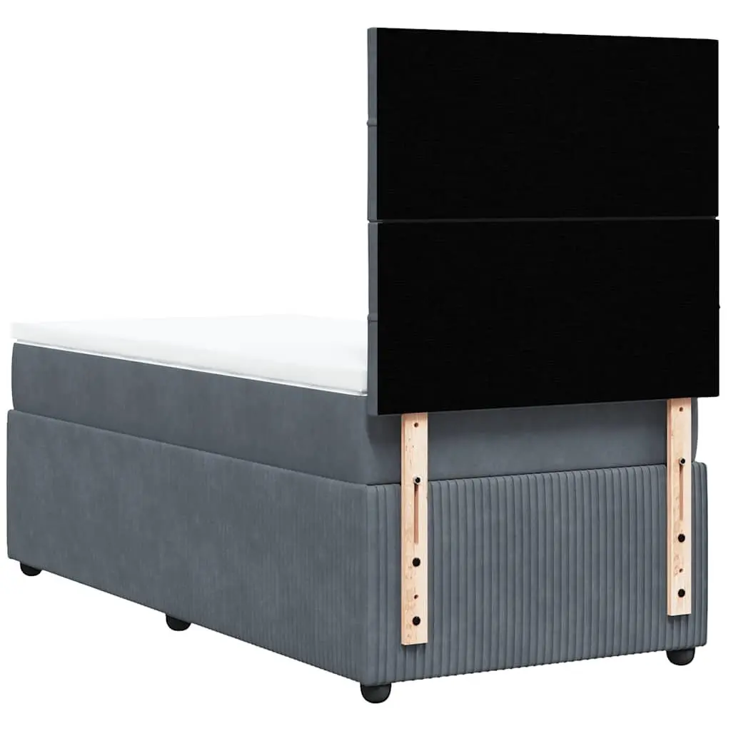 Pocket Spring Mattress Bed Grey Velvet Adjustable Headboard King Single Box Spring