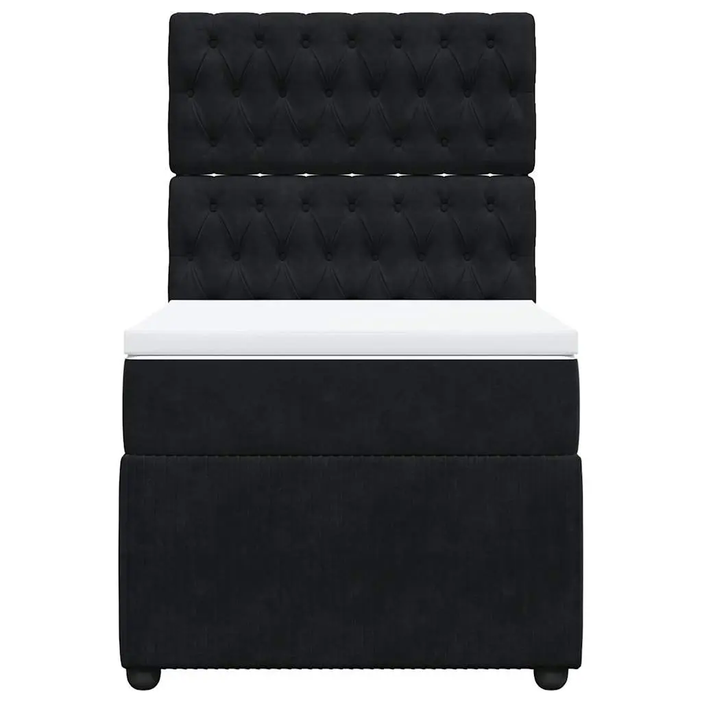 Pocket Spring Mattress Box Spring Bed Black Velvet King Single with Adjustable Headboard