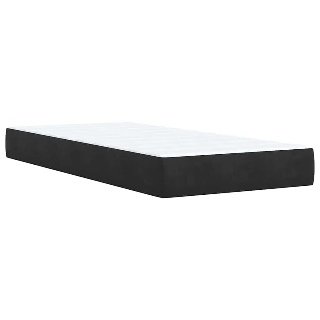 Pocket Spring Mattress Box Spring Bed Black Velvet King Single with Adjustable Headboard