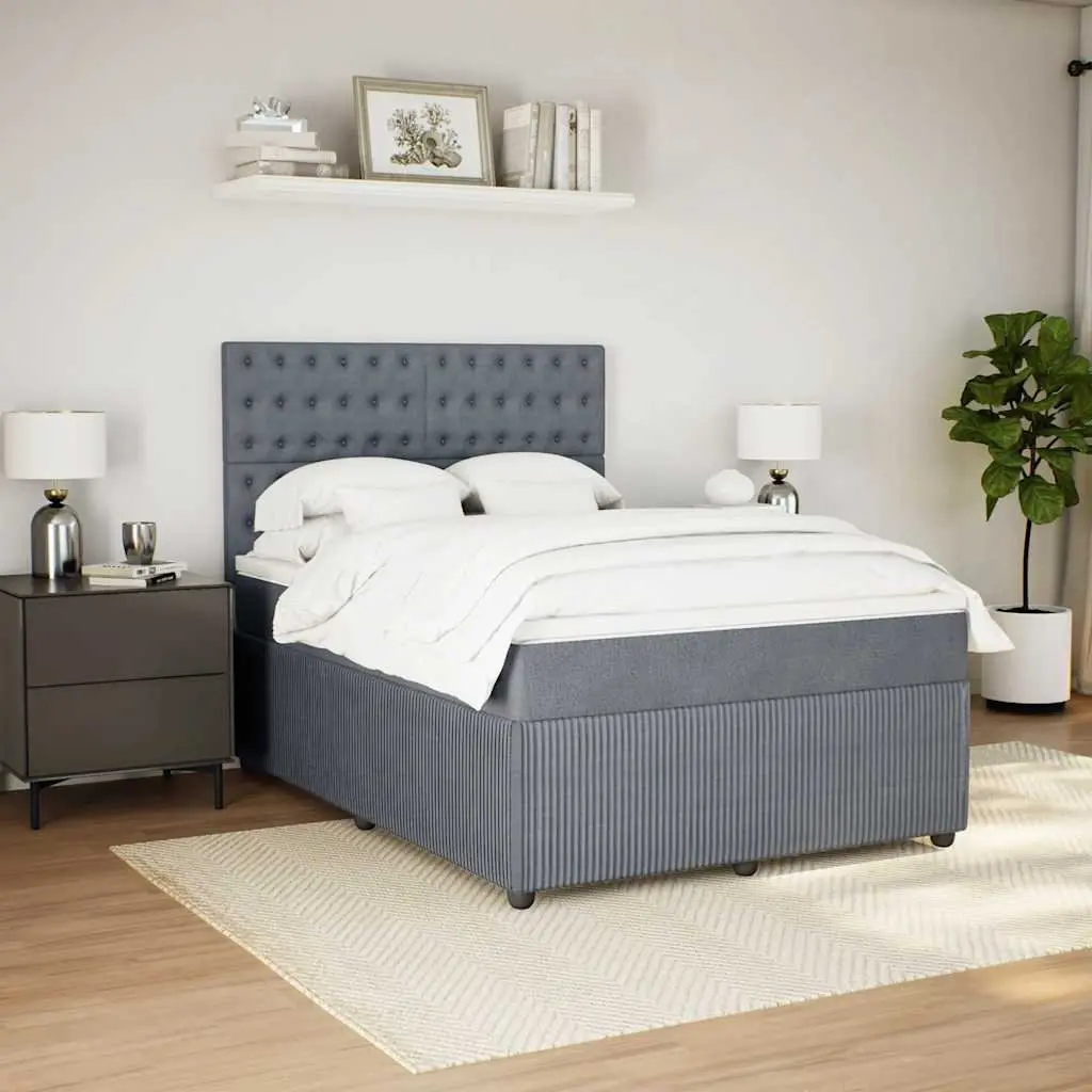 Box Spring Bed Velvet Double Dark Grey Pocket Sprung Mattress Adjustable