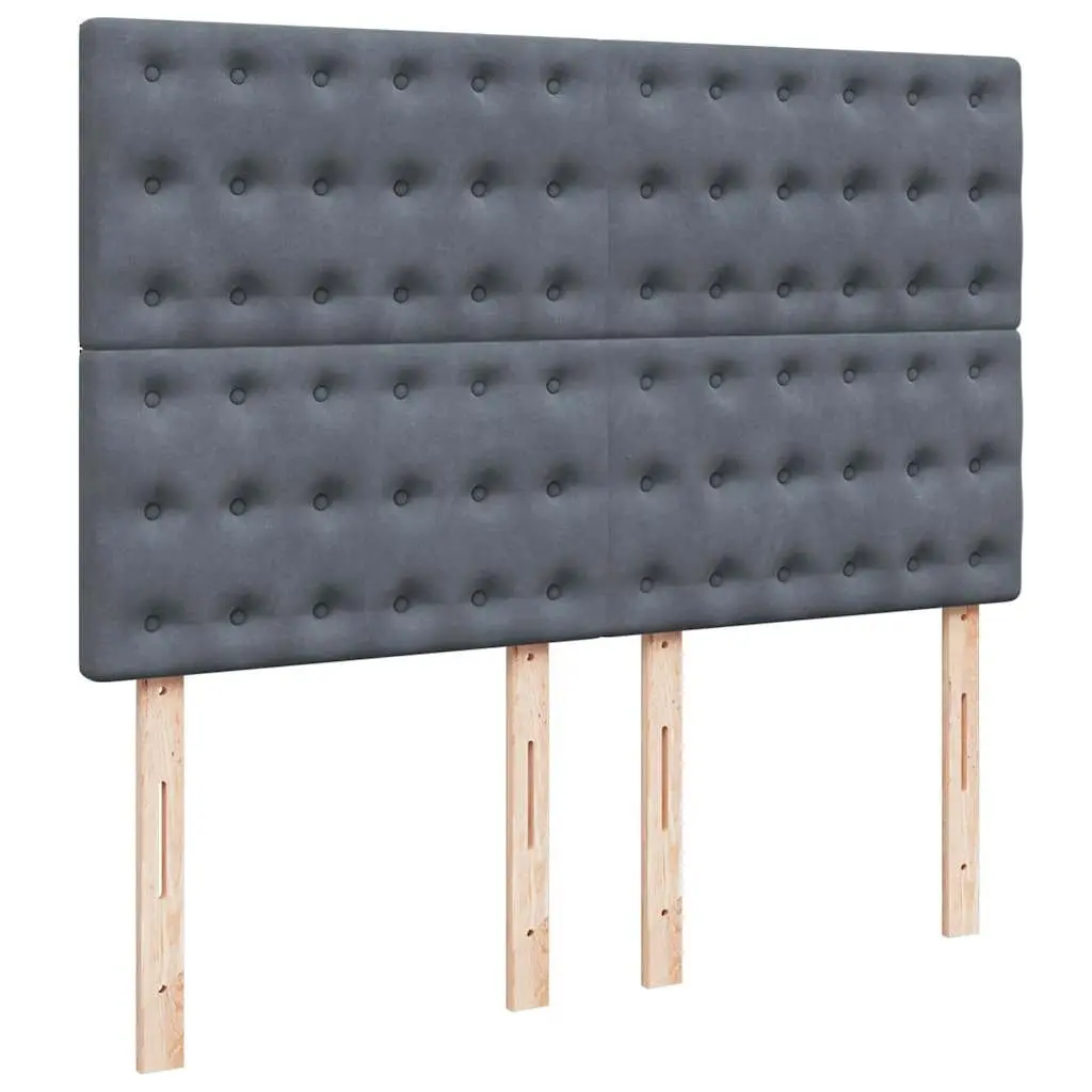 Box Spring Bed Velvet Double Dark Grey Pocket Sprung Mattress Adjustable