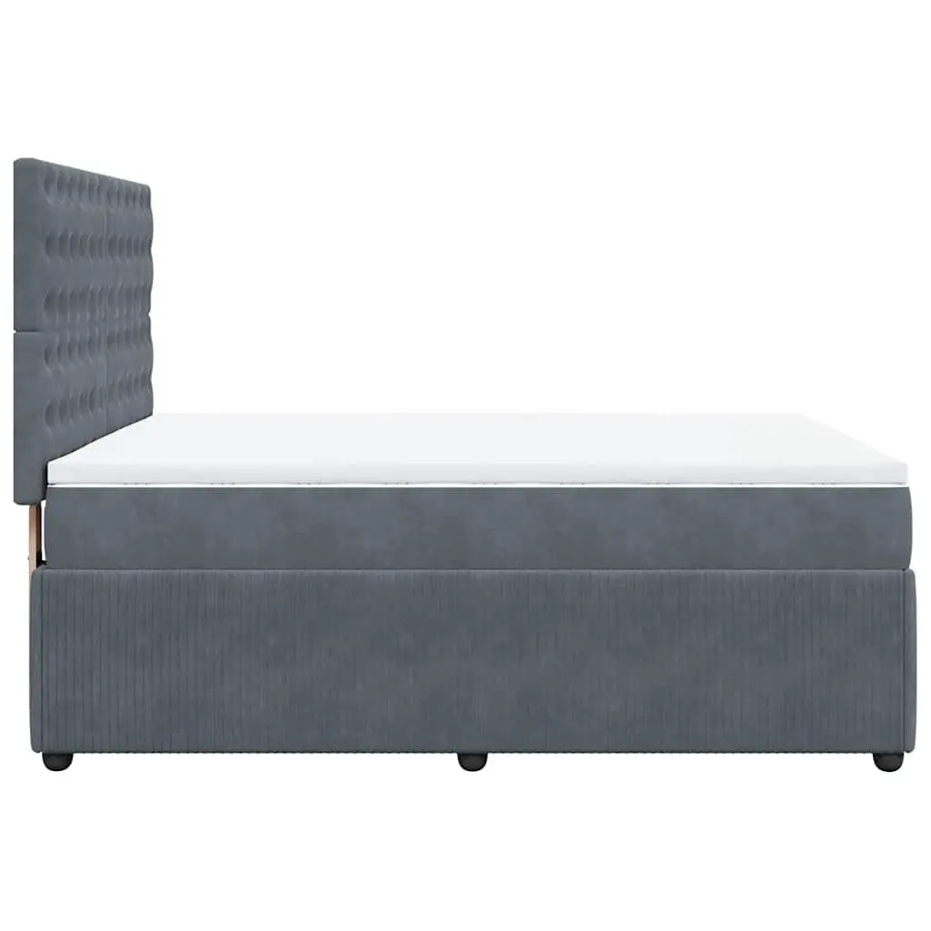 Box Spring Bed Velvet Double Dark Grey Pocket Sprung Mattress Adjustable