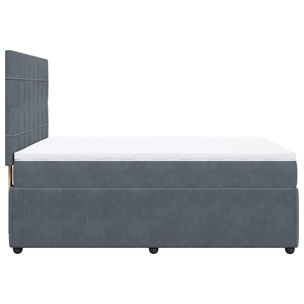 Queen Box Spring Bed with Pocket Sprung Mattress Grey Velvet Adjustable