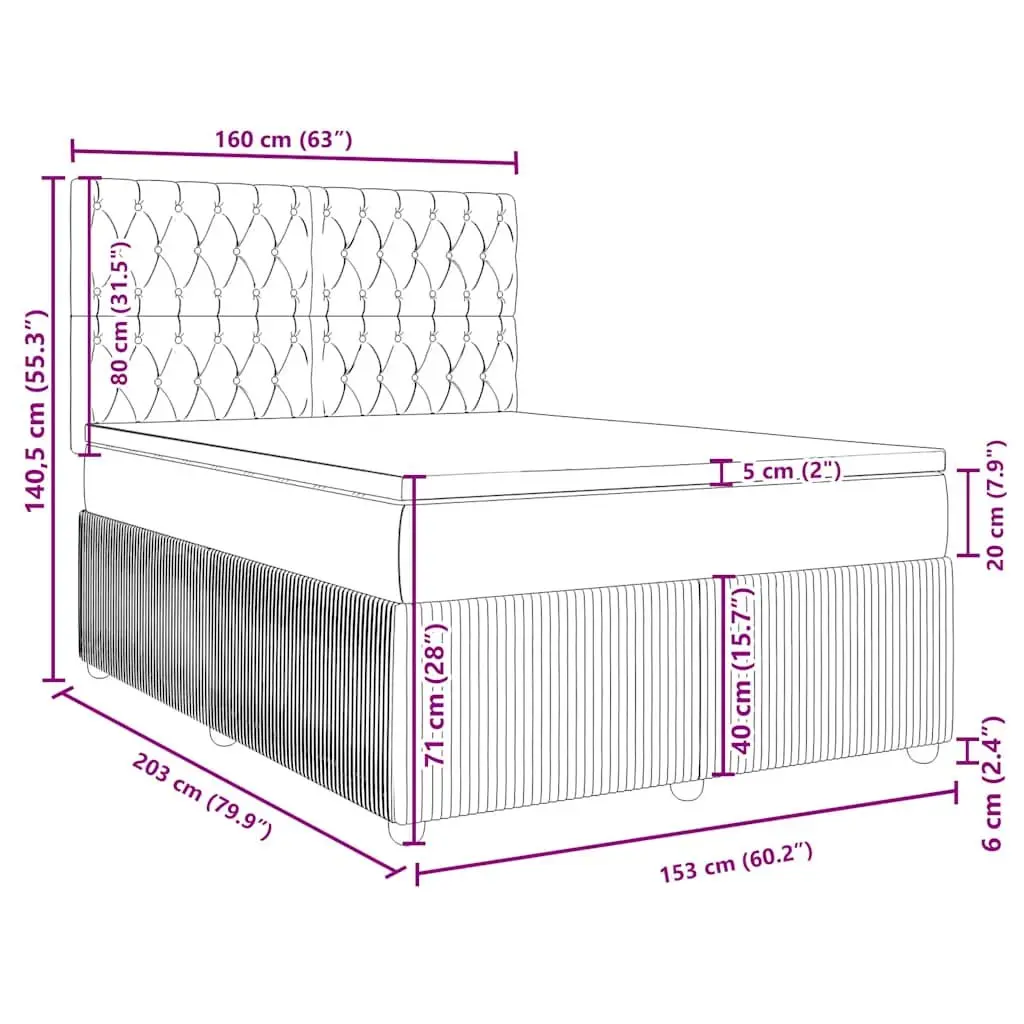 Queen Box Spring Bed with Pocket Mattress Grey Velvet Adjustable Headboard