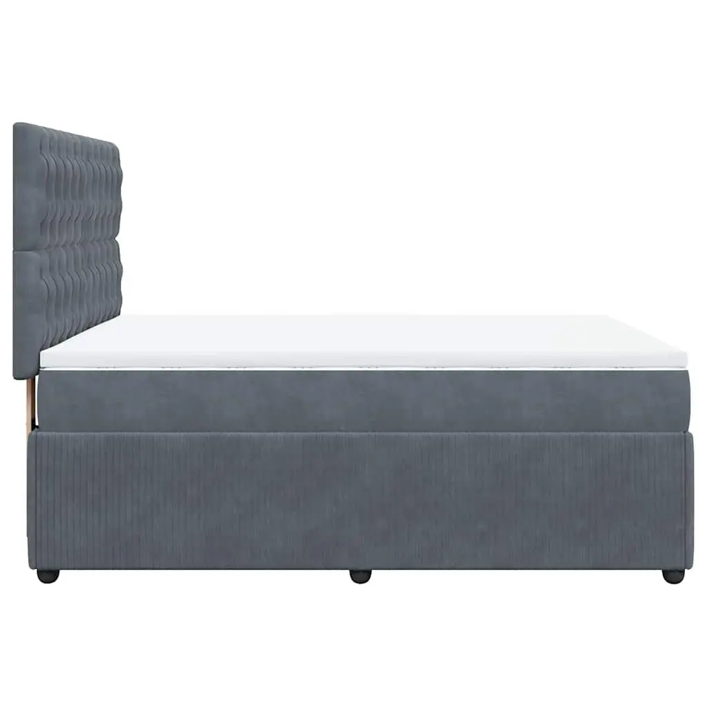 Queen Box Spring Bed with Pocket Mattress Grey Velvet Adjustable Headboard