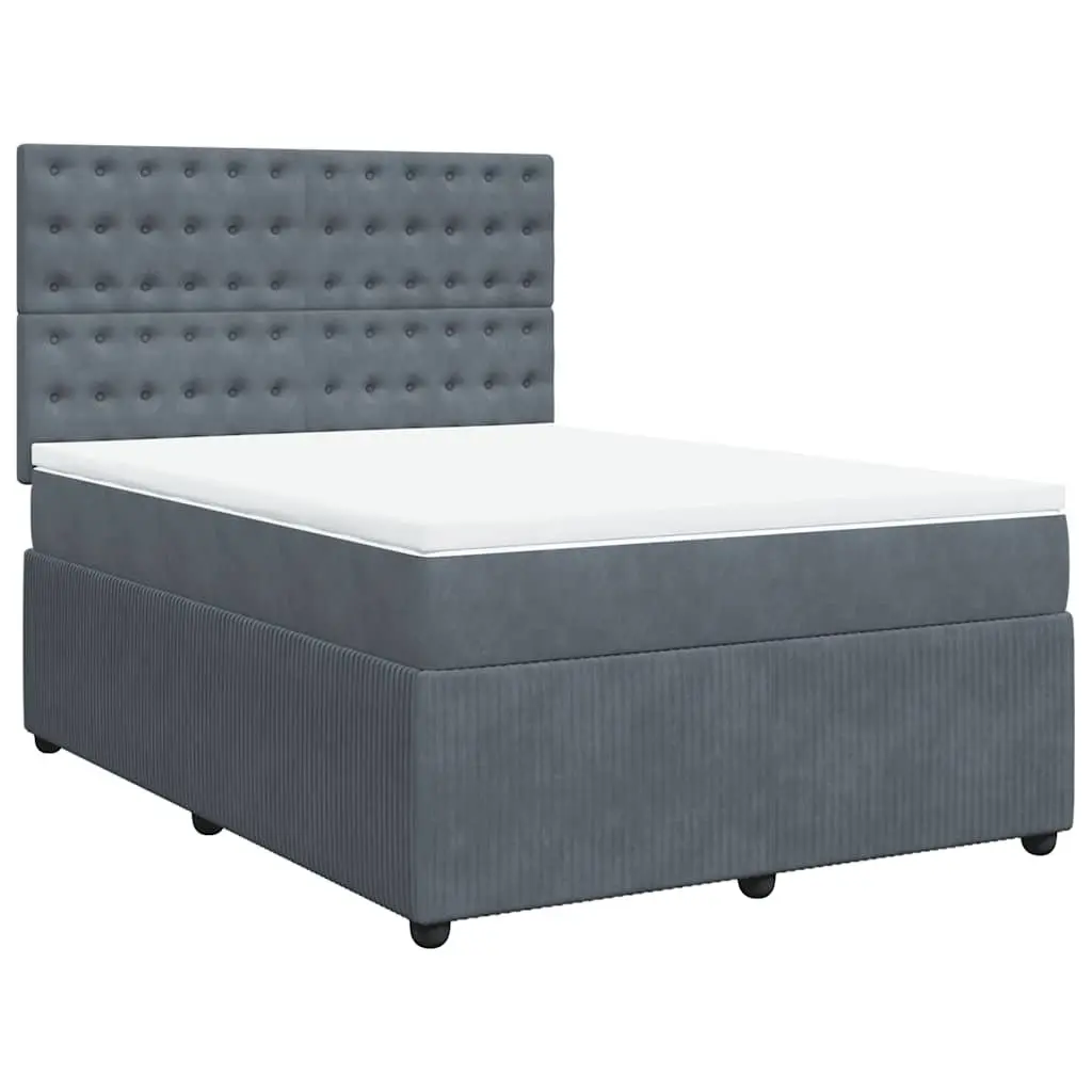 Queen Bed with Adjustable Headboard Grey Velvet Pocket Spring Mattress