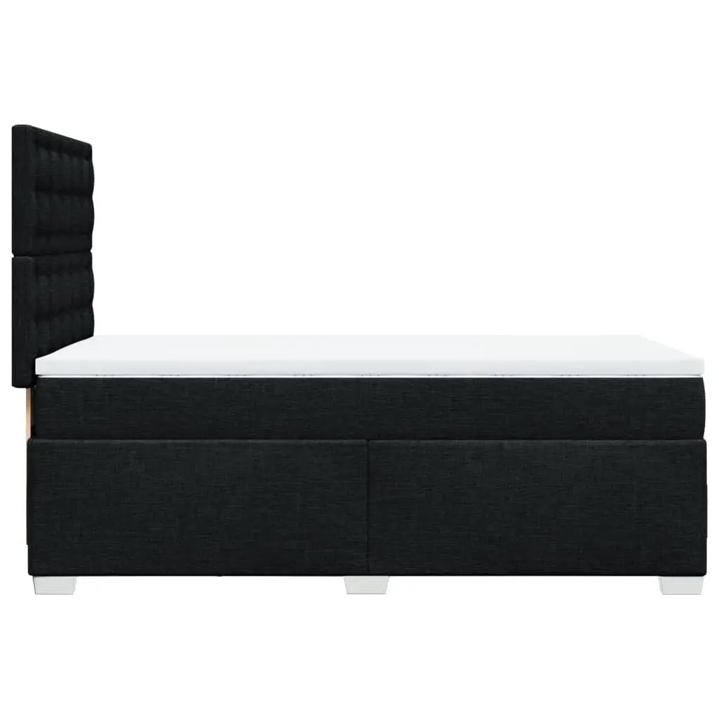 King Single Box Spring Bed with Mattress Black Fabric LED Headboard Bedroom