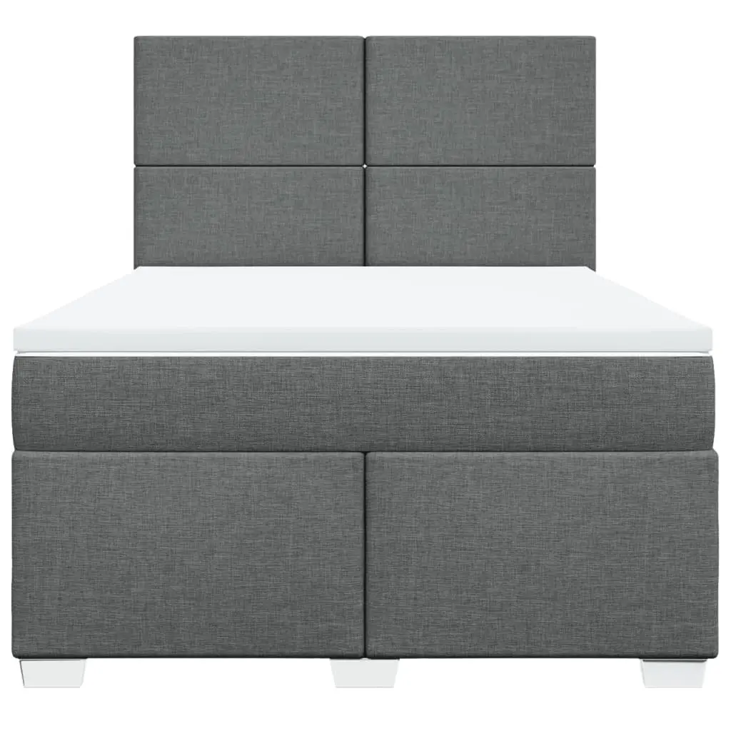 Queen Box Spring Bed with Pocket Mattress LED Lights Adjustable Headboard Grey