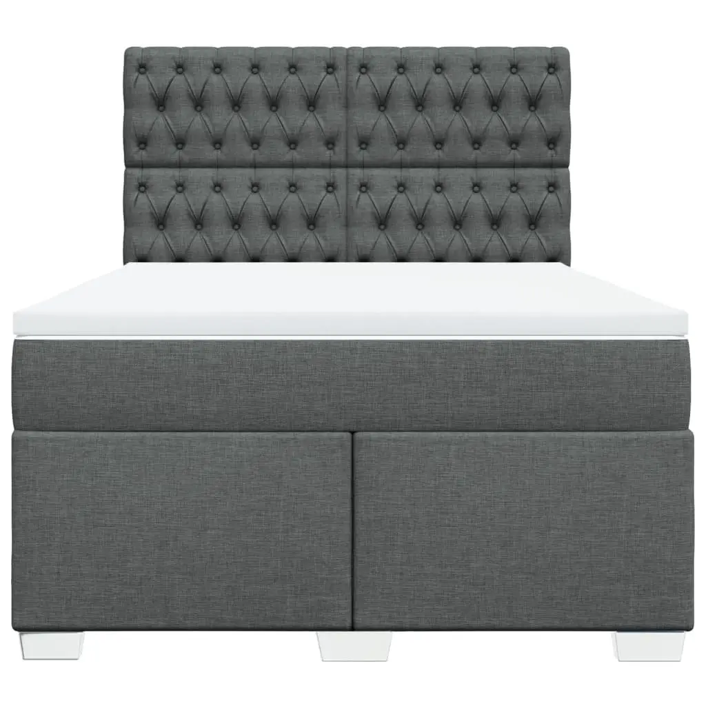 Queen Bed Grey Adjustable Headboard Pocket Spring Mattress Box Spring with LED Lights