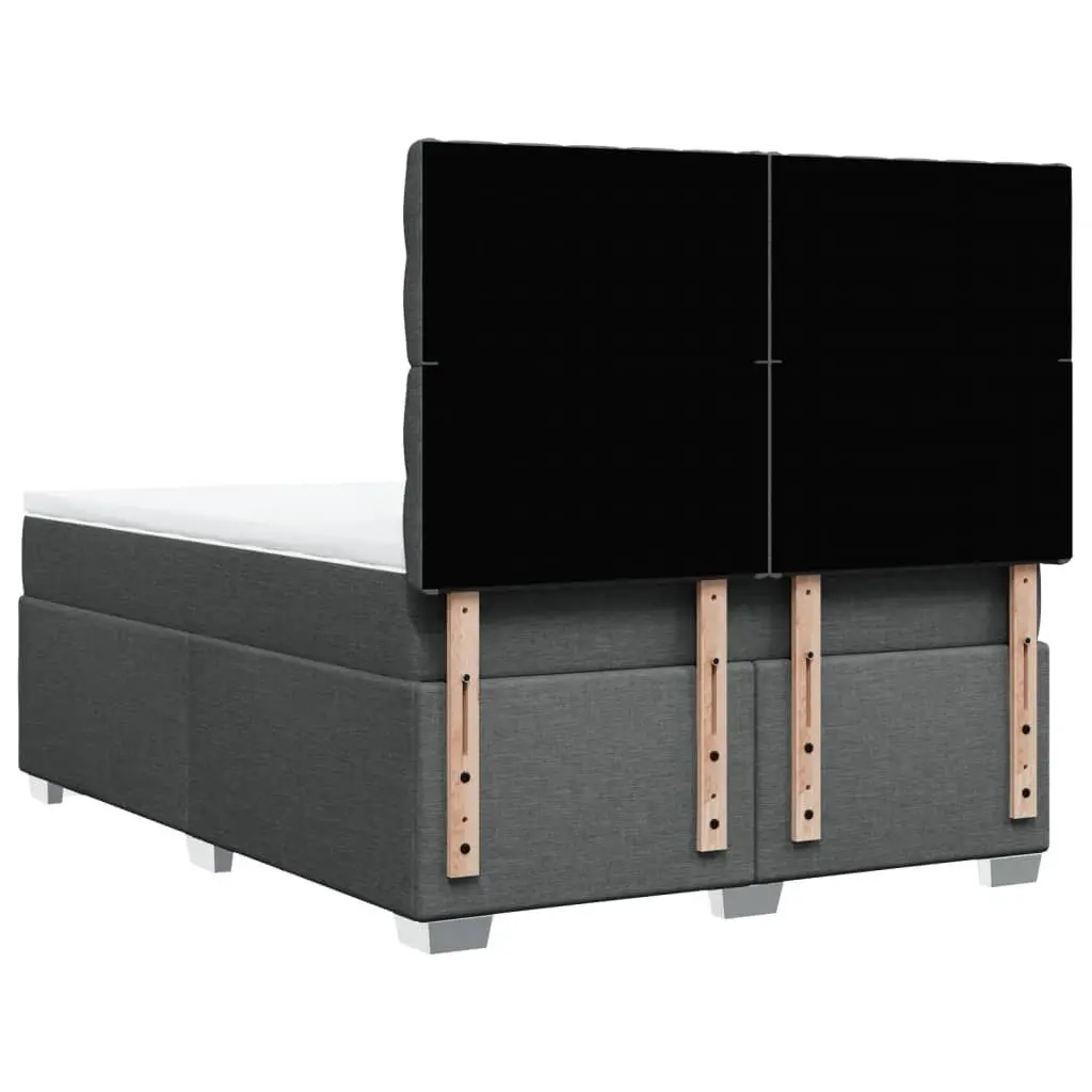 Queen Bed Grey Adjustable Headboard Pocket Spring Mattress Box Spring with LED Lights