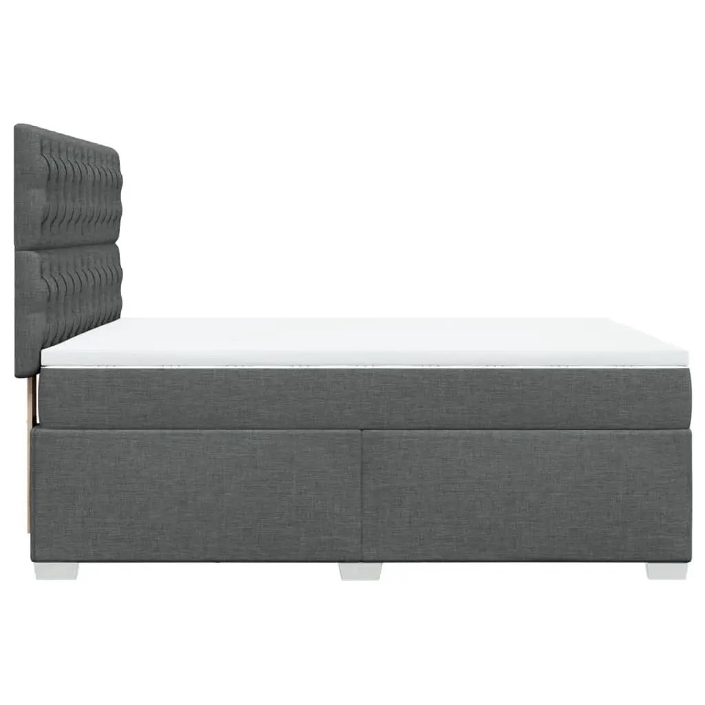 Queen Bed Grey Adjustable Headboard Pocket Spring Mattress Box Spring with LED Lights