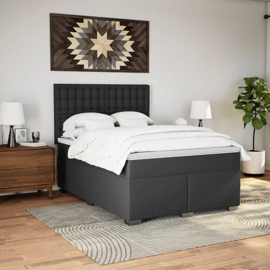 Queen Box Spring Bed with Adjustable Headboard