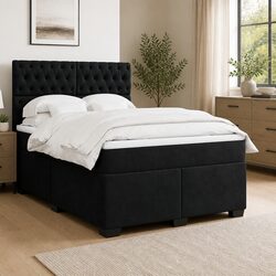 Queen Size Box Spring Bed with Pocket Spring Mattress LED Lights Adjustable
