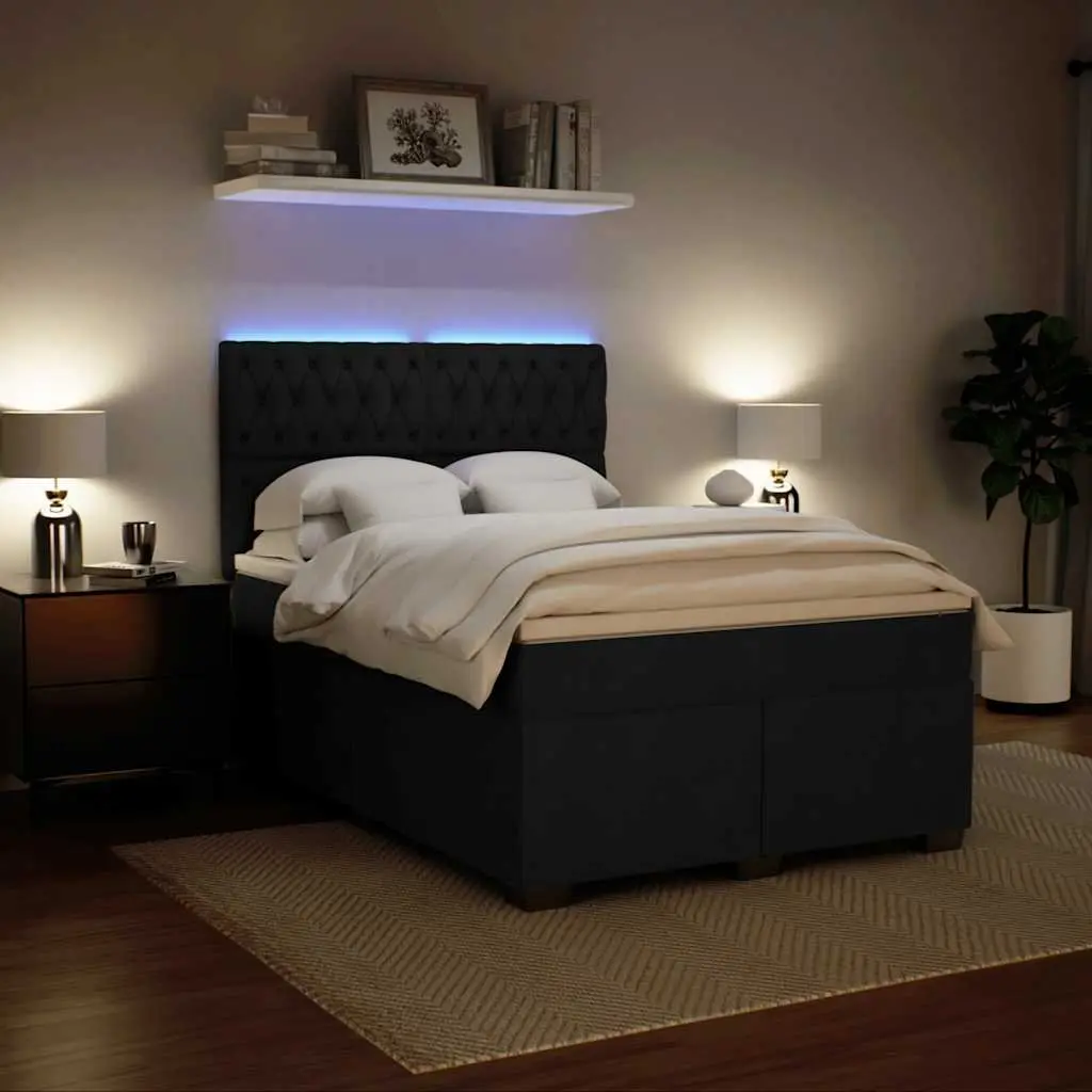 Queen Size Box Spring Bed with Pocket Spring Mattress LED Lights Adjustable