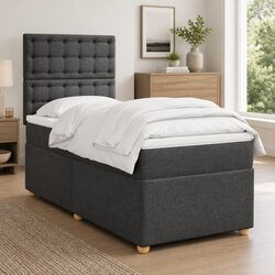 Box Spring Bed with Pocket Mattress LED Lights Adjustable Headboard King Single