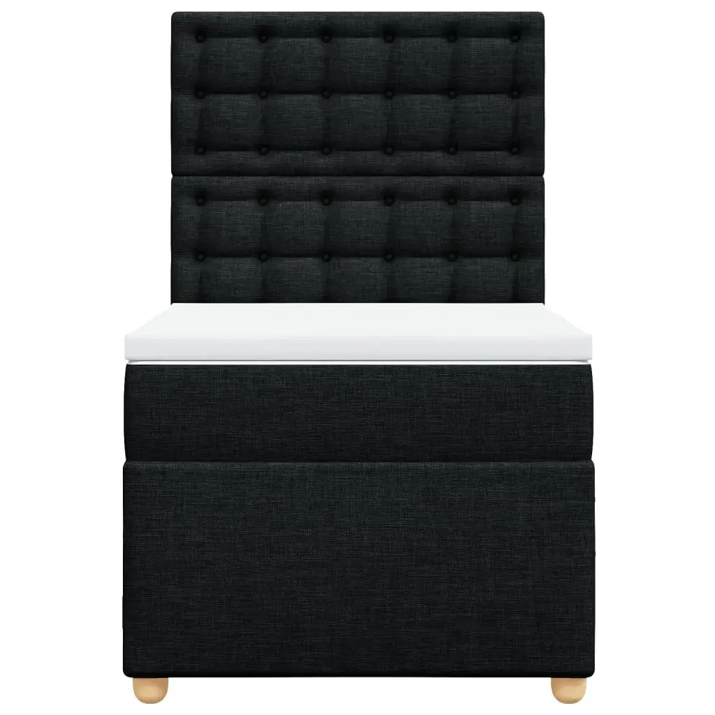 Pocket Spring Mattress Bed Black Fabric King Single with Adjustable Headboard and LED Lighting