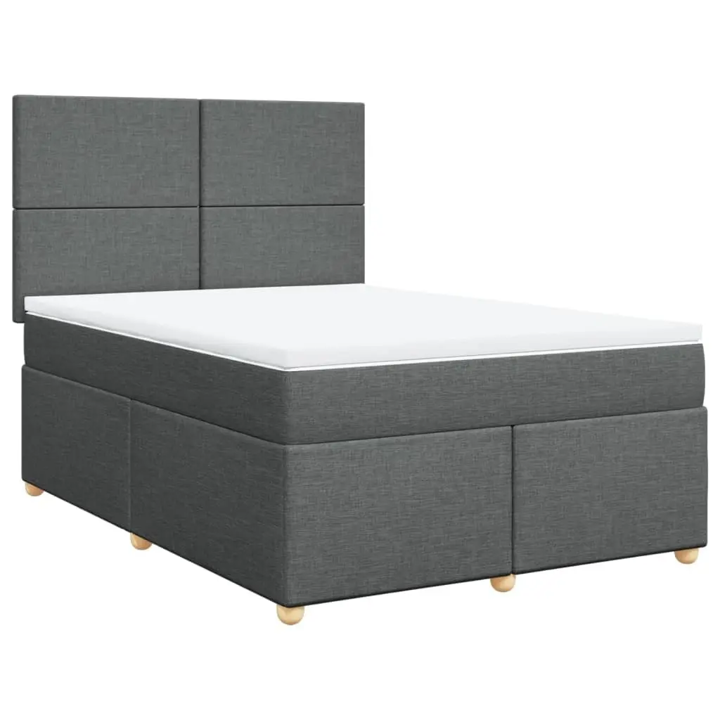 Queen Box Spring Bed Pocket Spring Mattress Height Adjustable Headboard Grey