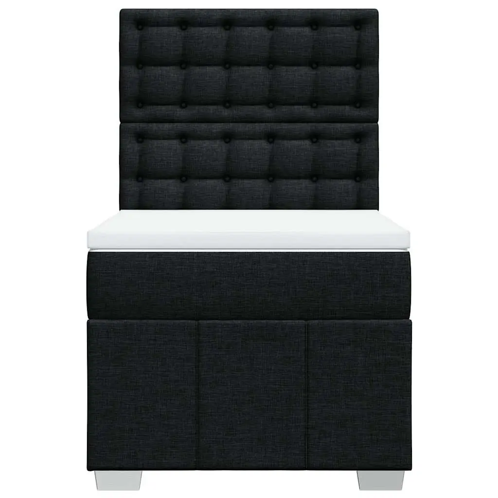 Box Spring Bed with Pocket Mattress Black King Single Adjustable Headboard LED
