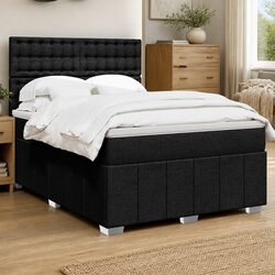 Double Box Spring Bed with Pocket Spring Mattress LED Lights Adjustable