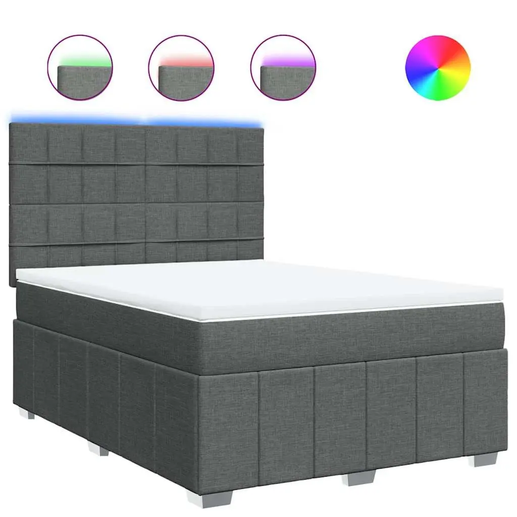 Queen Box Spring Bed Pocket Spring Mattress Height Adjustable Headboard Grey