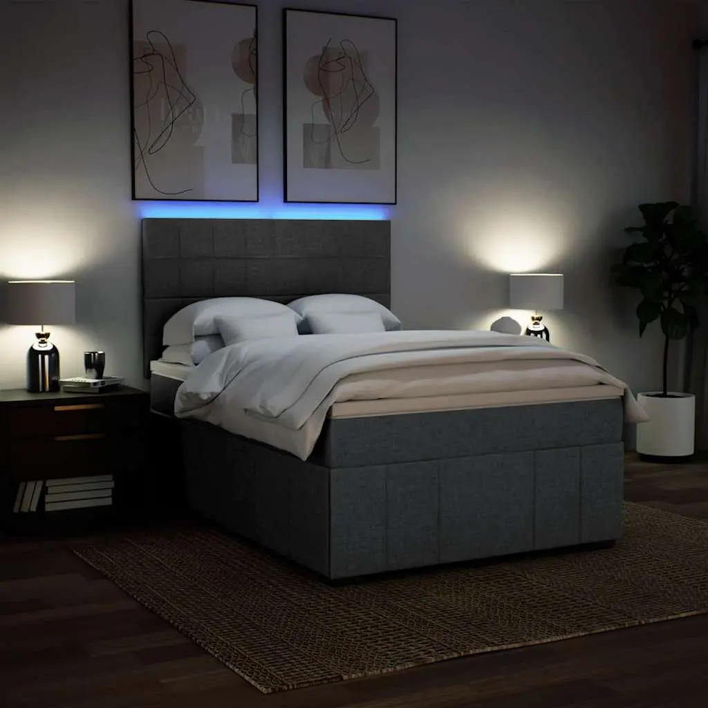 Queen Box Spring Bed Pocket Spring Mattress Height Adjustable Headboard Grey