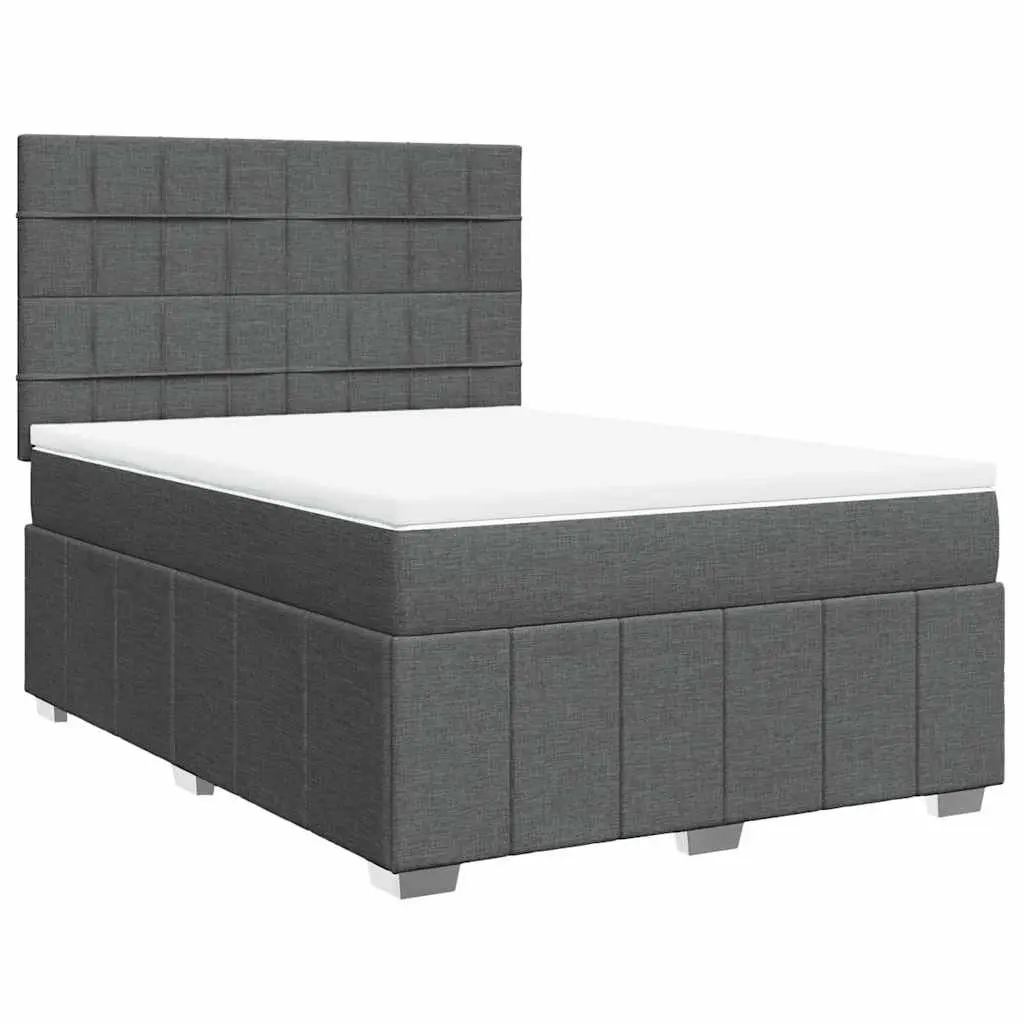 Queen Box Spring Bed Pocket Spring Mattress Height Adjustable Headboard Grey