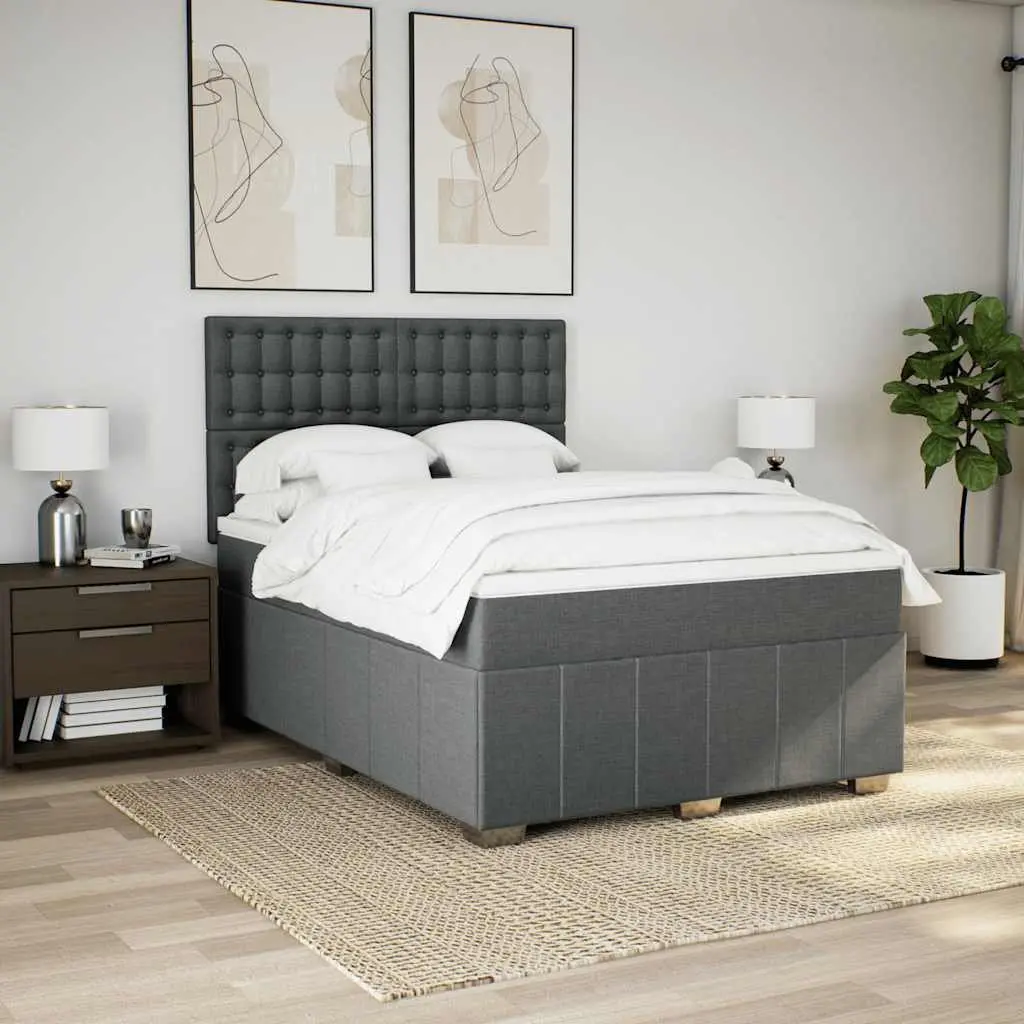 Queen Box Spring Bed with Adjustable Headboard