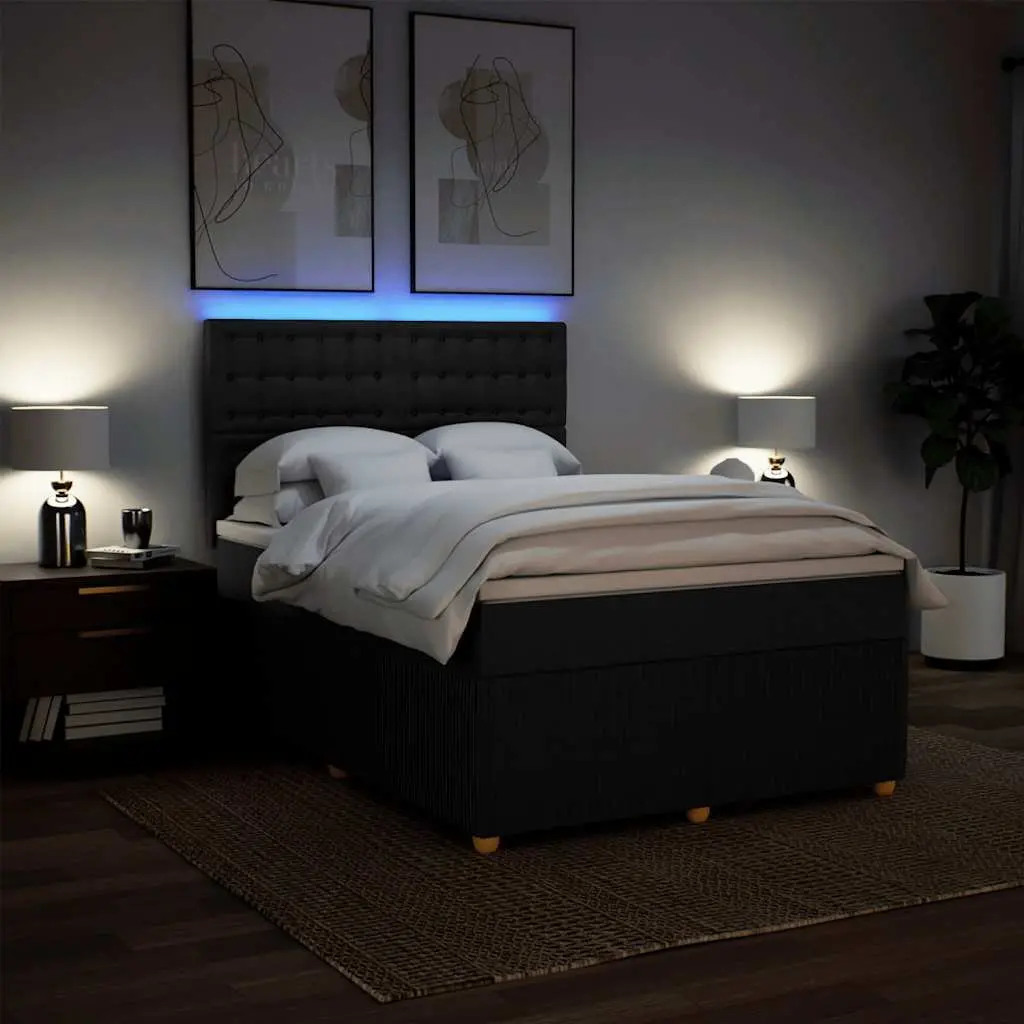 Double Box Spring Bed with LED Lighting