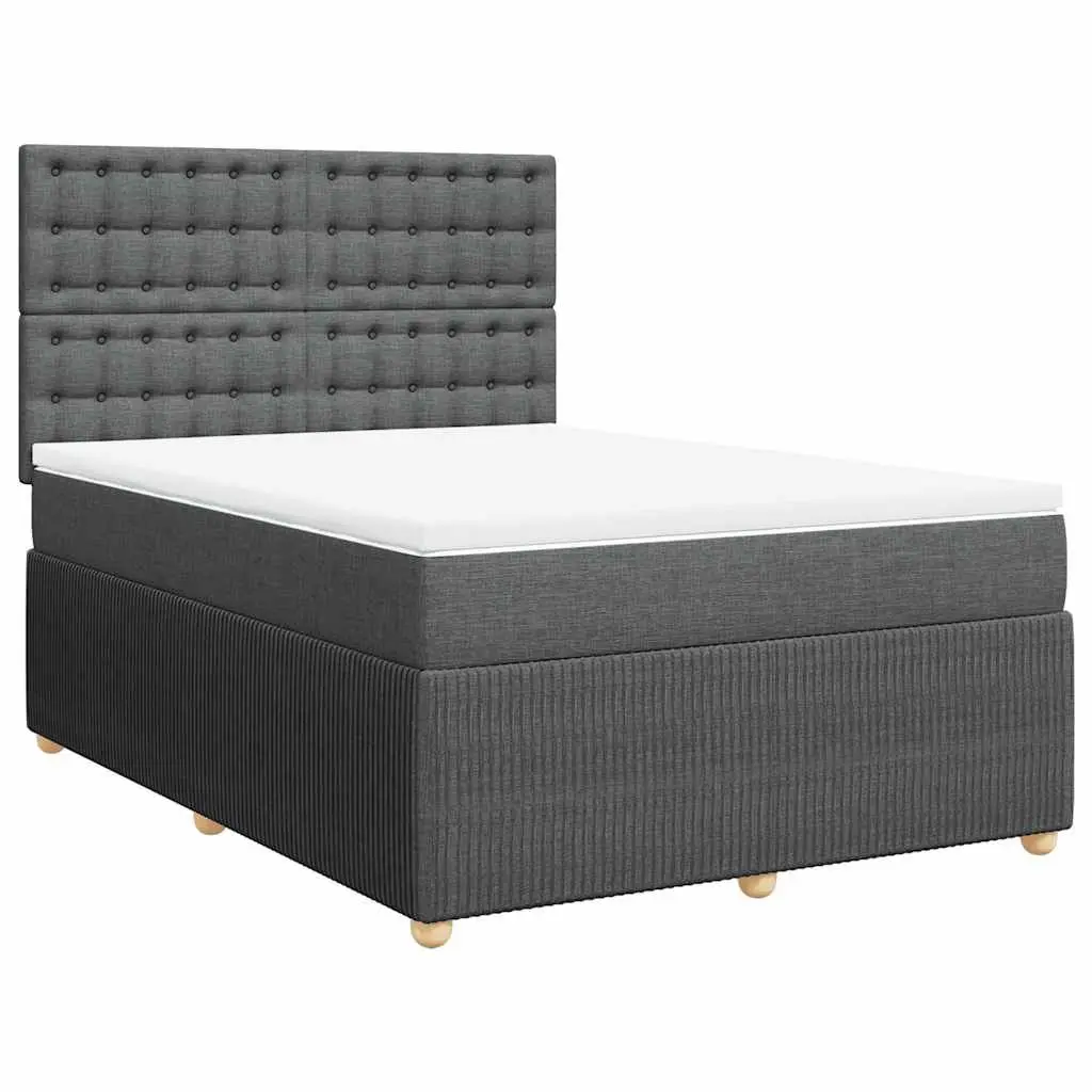 Queen Bed Frame with Grey Fabric Pocket Spring Mattress Adjustable Headboard LED Lighting