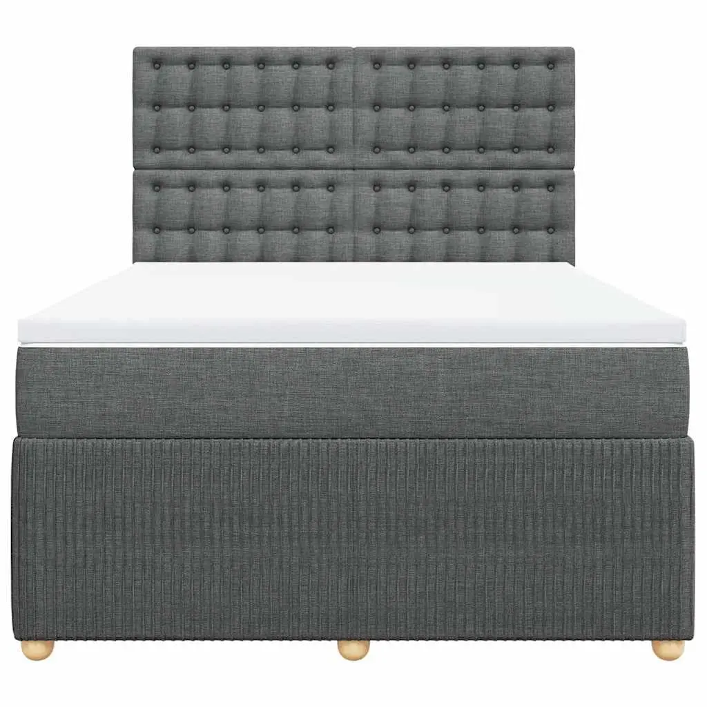 Queen Bed Frame with Grey Fabric Pocket Spring Mattress Adjustable Headboard LED Lighting