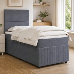 Practical King Single Box Spring Bed with Velvet Upholstery