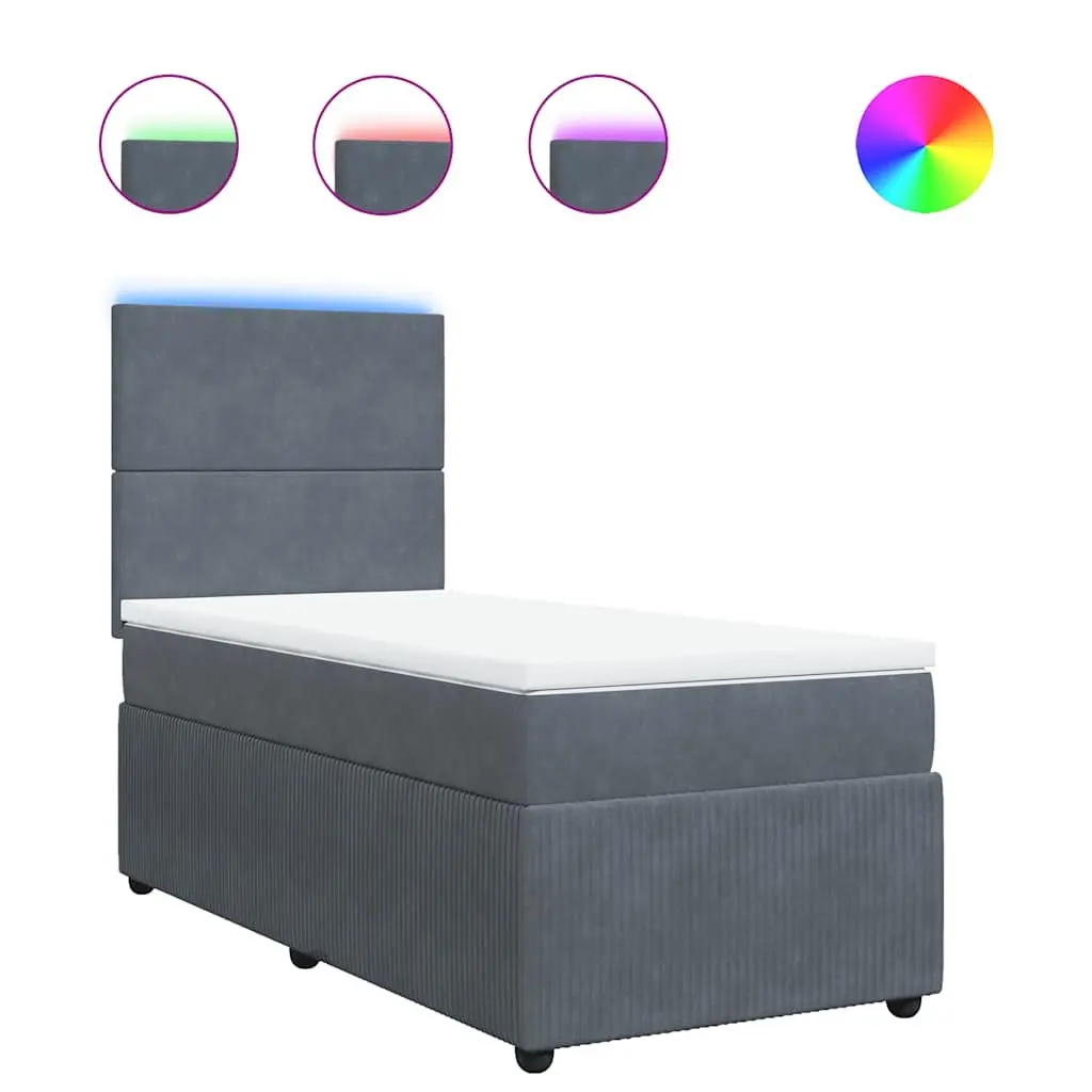 King Single Box Spring Bed with Velvet Upholstery