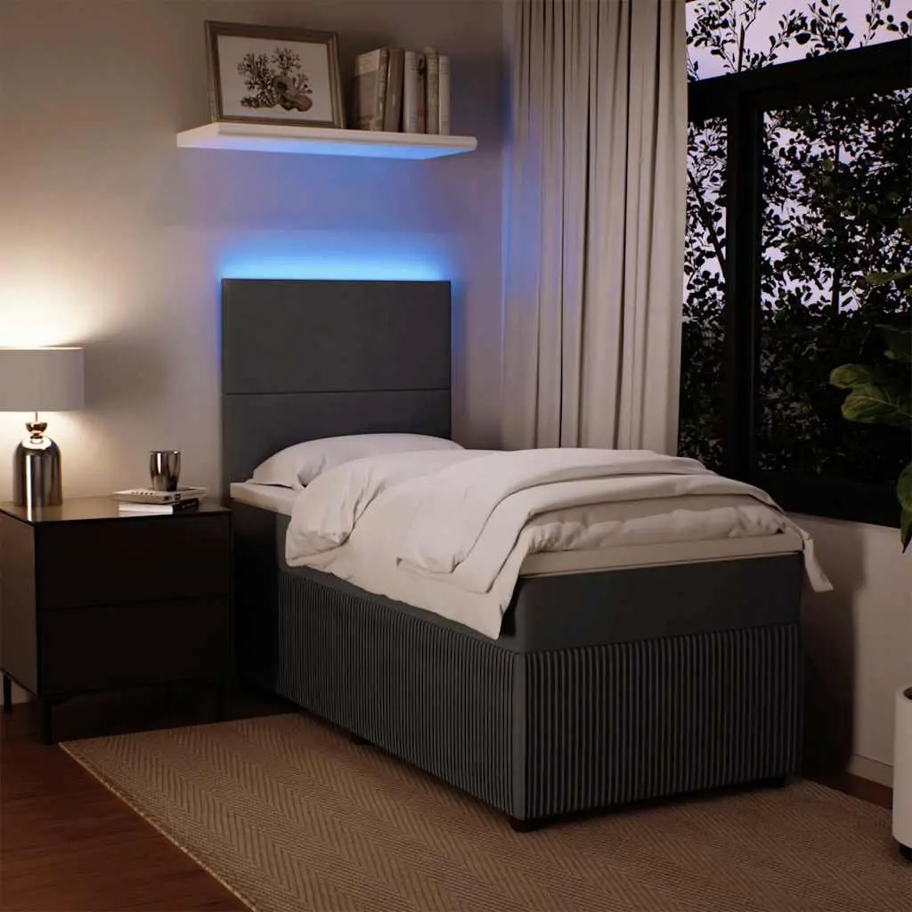 King Single Box Spring Bed with Velvet Upholstery