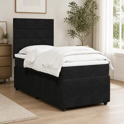 King Single Box Spring Bed with Pocket Mattress LED Lights Adjustable Headboard